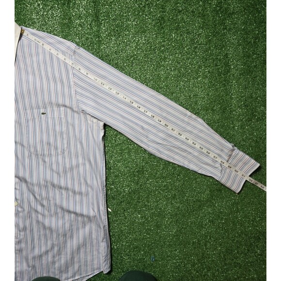 Lacoste Stripe Dress Shirt Button Up White Collar (Men's 42) - Picture 8 of 11